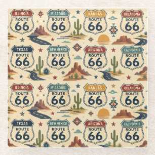 route 66 Retro Bar Cart Americana Glass Coaster