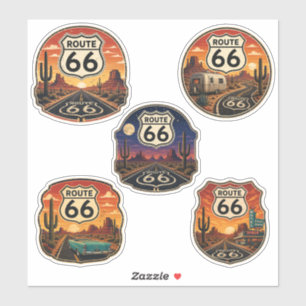 Route 66 Retro Desert Emblem Mother Road Sticker