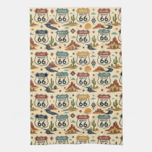 route 66 Retro Kitchen Roadside Decor Towel