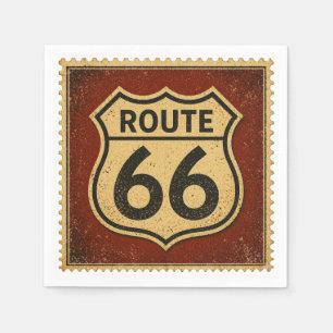 route 66 Retro Shield Diner Party Table Style Napkins