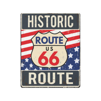 Route 66 Retro Style Metal Print