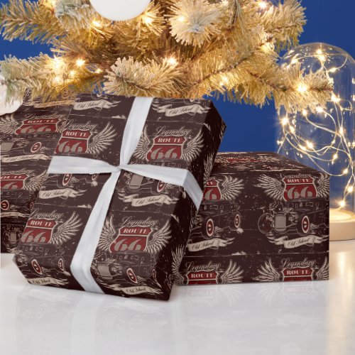 Route 66 Retro Wrapping Paper
