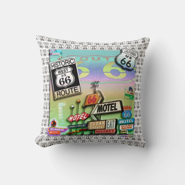 ROUTE 66 Reversible PILLOWS by PopArtDiva (Front)