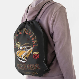 ROUTE 66 REVIVAL - FUELED BY VINTAGE - BEL AIR DRAWSTRING BAG