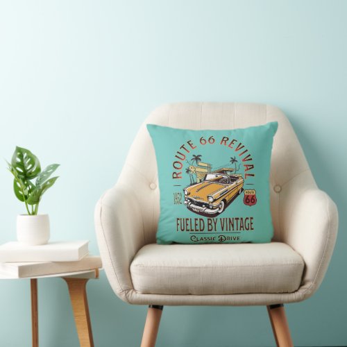 ROUTE 66 REVIVAL _ FUELED BY VINTAGE _ BEL AIR THROW PILLOW