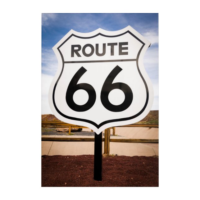 Route 66 road sign, Arizona Acrylic Print (Front)