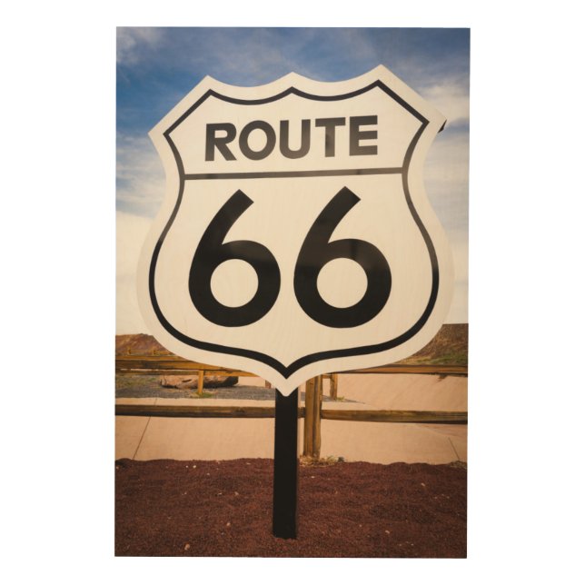 Route 66 road sign, Arizona Wood Wall Decor (Front)