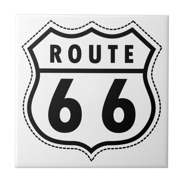 Route 66 Road Sign Ceramic Tile (Front)