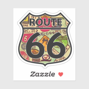 Route 66 road sign shaped sticker