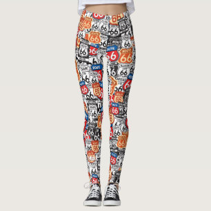 Route 66 Road Signs Leggings