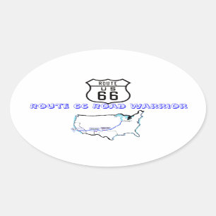 Route 66 Road Warrier Oval Sticker