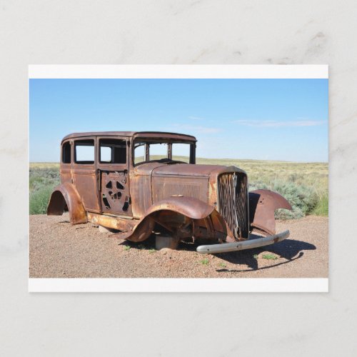 Route 66 Rusty Hot Rod Rt 66 USA Petroliana Car Tr Postcard