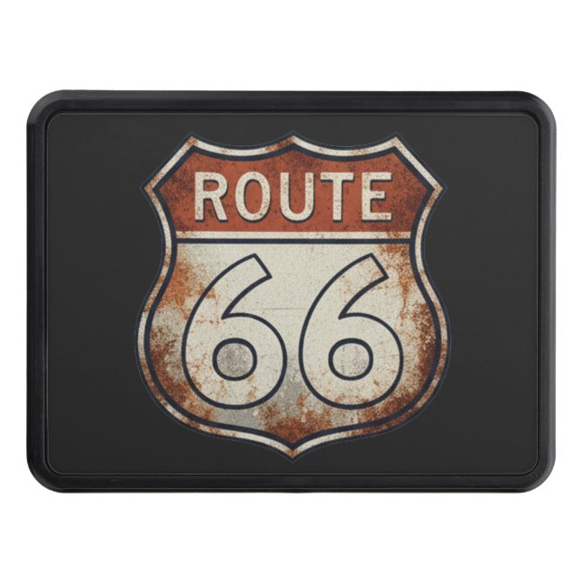 Route 66 Rusty Road Sign Hitch Cover (Front)