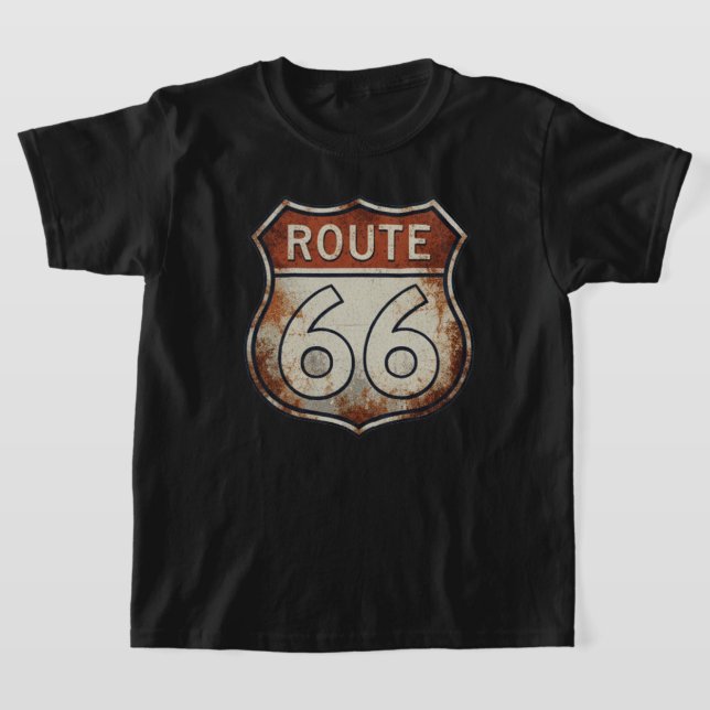 Route 66 Rusty Road Sign T-Shirt (Laydown)