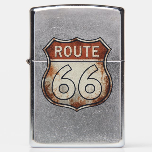 Route 66 Rusty Road Sign Zippo Lighter (Front)