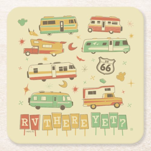 Route 66 RV There Yet Square Paper Coaster