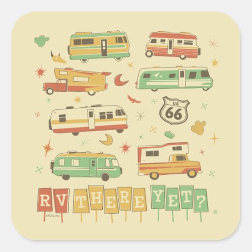 Route 66 RV There Yet Square Sticker