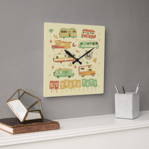 Route 66 RV There Yet Square Wall Clock