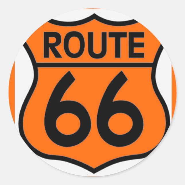 route 66 safety orange Customize this! Classic Round Sticker (Front)