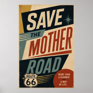 route 66 Save Mother Road Vintage Wall Decor