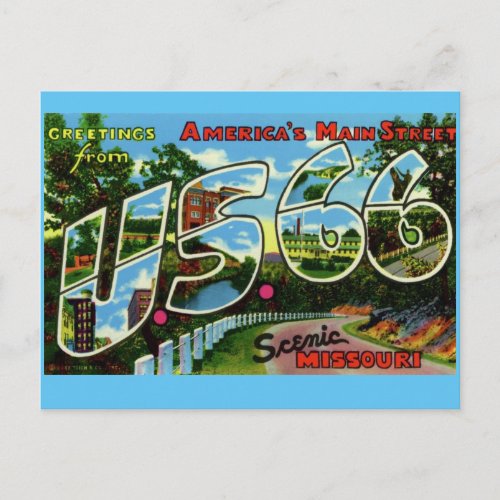 Route 66 Scenic Missouri Greetings Postcard 