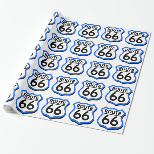 Route 66 Shield with Blue  Shadow Wrapping Paper