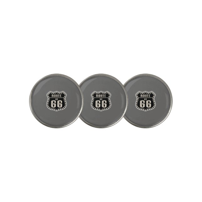 Route 66 Sign Americana Golf Ball Marker (3 Up)