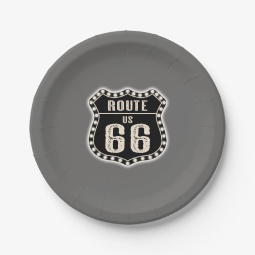 Route 66 Sign Americana Paper Plates