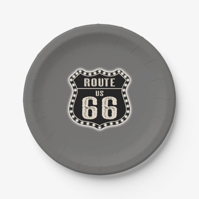 Route 66 Sign Americana Paper Plates (Front)