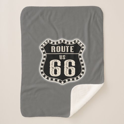 Route 66 Sign Americana Sherpa Blanket