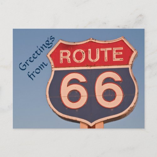 Route 66 Sign at Sunset Postcard