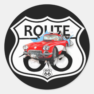 Route 66 sign gifts classic round sticker