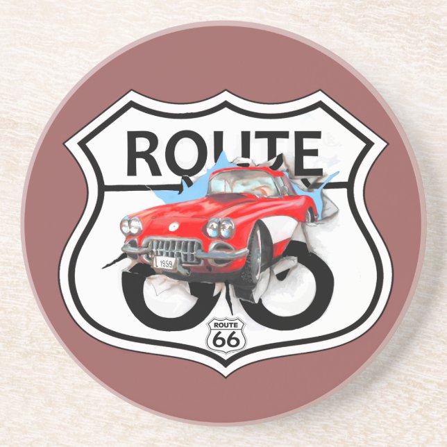 Route 66 sign gifts sandstone coaster (Front)