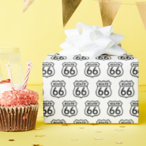 Route 66 Sign On White Wrapping Paper
