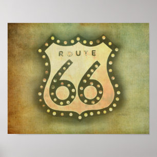 route 66 sign poster vintage style distressed