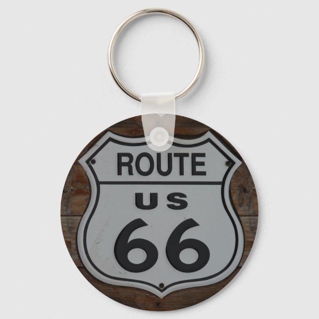 Route 66 sign rustic retro keychain (Front)