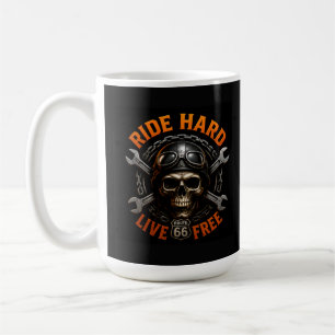 ☠️ Route 66 Skull Graphic For Hardcore Bikers 🛣️ Coffee Mug