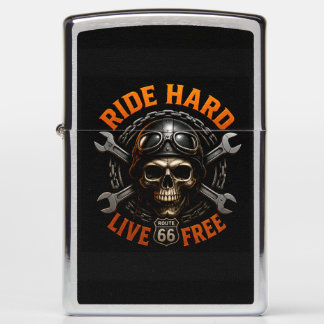 ☠️ Route 66 Skull Graphic For Hardcore Bikers 🛣️ Zippo Lighter