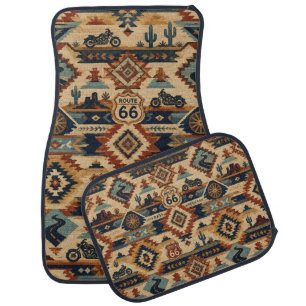 Route 66 Southwest Motorcycle Tapestry Car Floor Mat