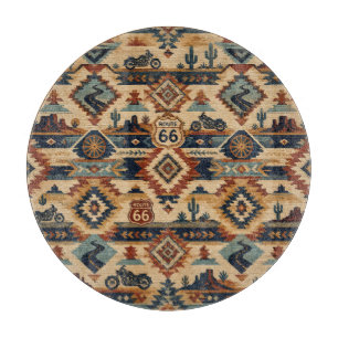 Route 66 Southwest Motorcycle Tapestry Cutting Board