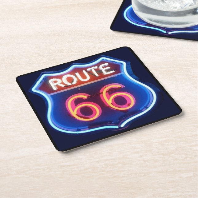 Route 66 square paper coaster (Angled)