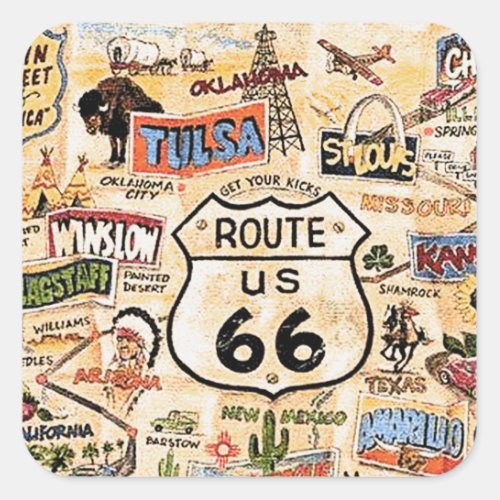 Route 66 Square Sticker