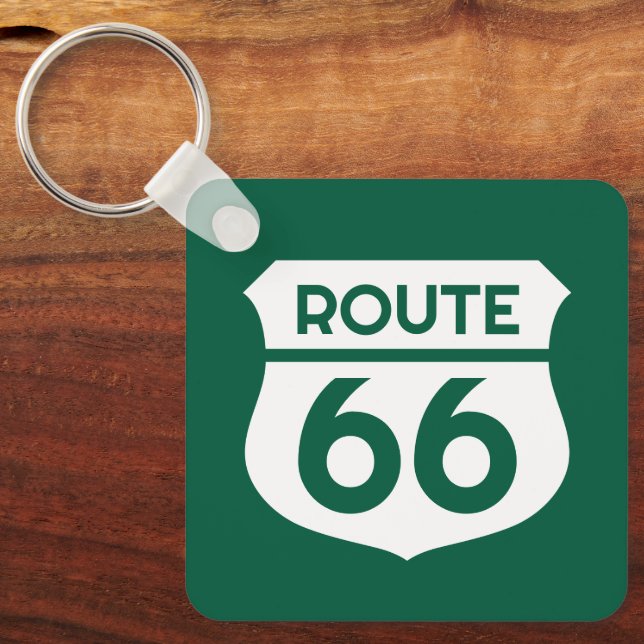 Route 66 state highway sign custom logo metal keychain (Front)