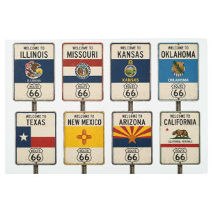 Route 66 State Welcome Signs Metal Wall Art