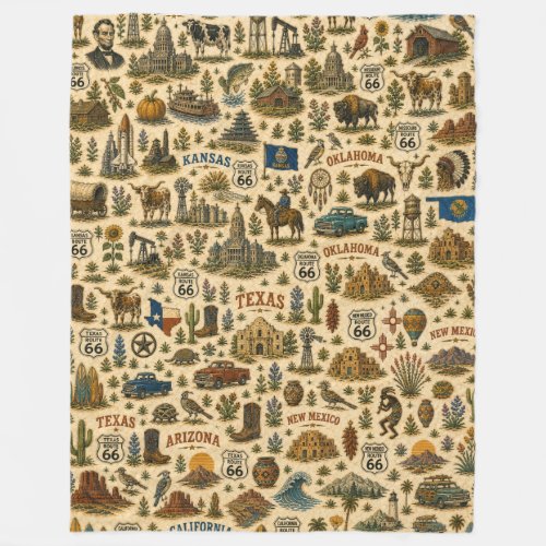 Route 66 States Cozy Tour Fleece Blanket