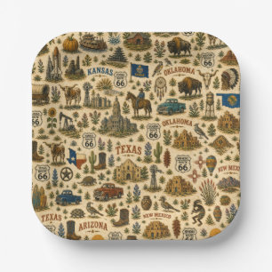 Route 66 States Party Tour Paper Plates