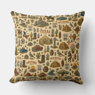 Route 66 States Sofa Tour Throw Pillow