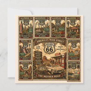 route 66 Stationery Road Trip Stamp Art