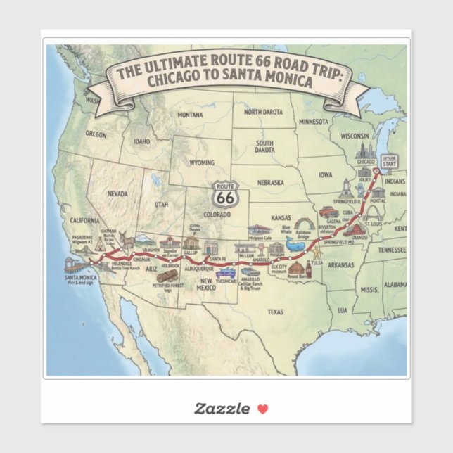 Route 66 sticker (Sheet)