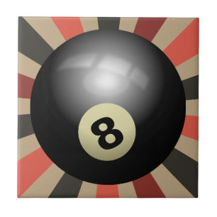Route 66 Sunburst Vibes - Retro 8-Ball Ceramic Tile